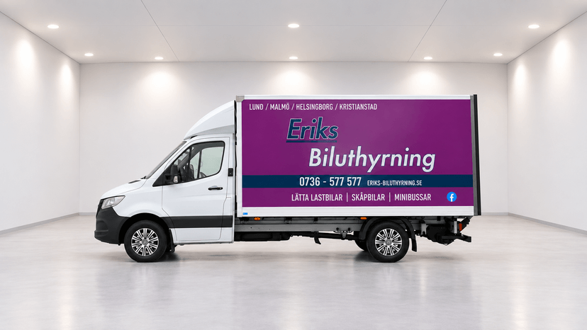 Lätt lastbil med lift 18 kubik (B-kort) till uthyrning hos Eriks Biluthyrning